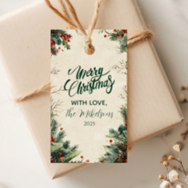 Etiqueta Para Presente Festa de Natal Rustic Birch Pinecone