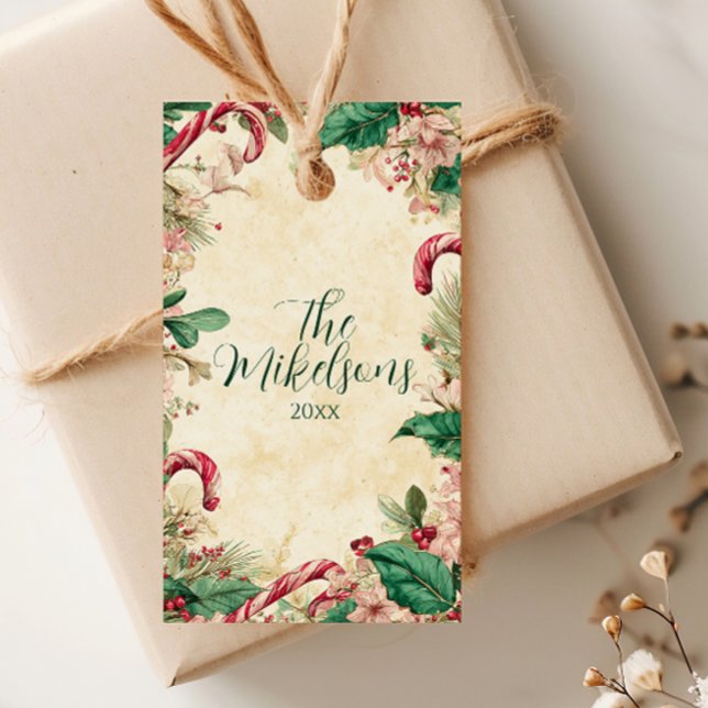 Etiqueta Para Presente Festa de Natal Rustic Candy Cane (Criador carregado)