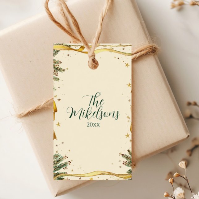 Etiqueta Para Presente Festa de Natal Rústica de Ribbon (Criador carregado)