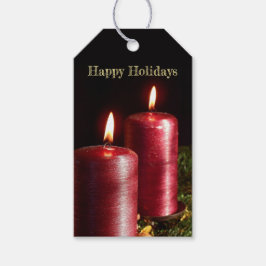 Etiqueta Para Presente Festa de Natal Velas Vermelhas Férias de Inverno
