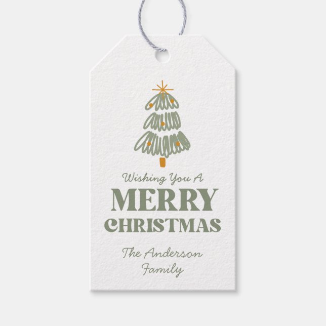 Etiqueta Para Presente Festa de Natal Verde E Dourada (Frente)