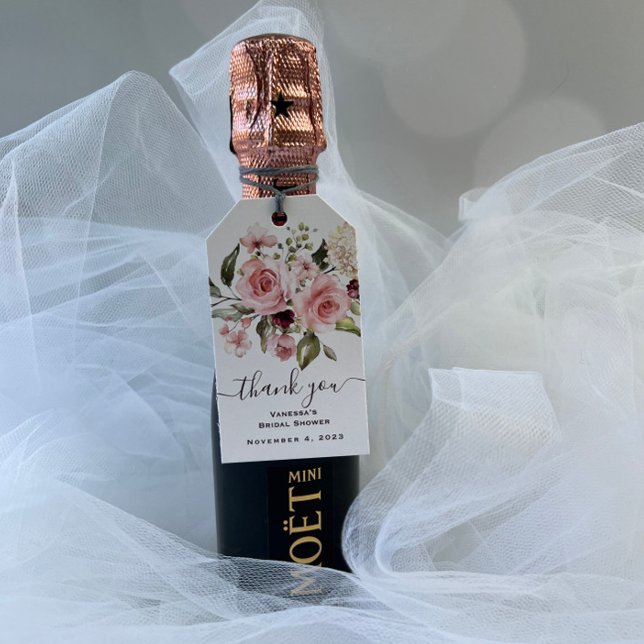 Etiqueta Para Presente Festa de Noiva com Rosas Rosa (Criador carregado)