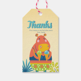 Etiqueta Para Presente Festa de piscina Cute Hippo Birthday Obrigado etiq