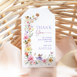Etiqueta Para Presente Festa de Primeiro Aniversário da Fada Floral Color