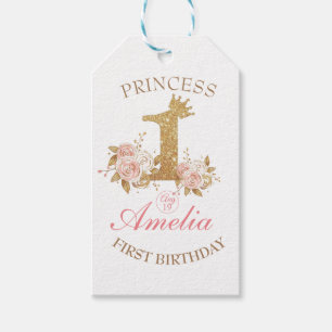 Etiqueta Para Presente Festa de primeiro aniversario da Princesa Ouro Ros
