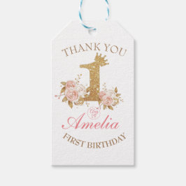 Etiqueta Para Presente Festa de primeiro aniversario da Princesa Ouro Ros
