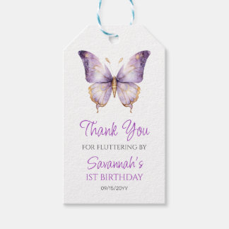 Etiqueta Para Presente Festa de primeiro aniversario de borboletas roxas 