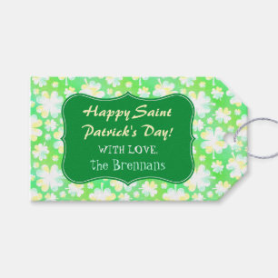 Etiqueta Para Presente Festa de Shamrock Verde Personalizada do Partido d