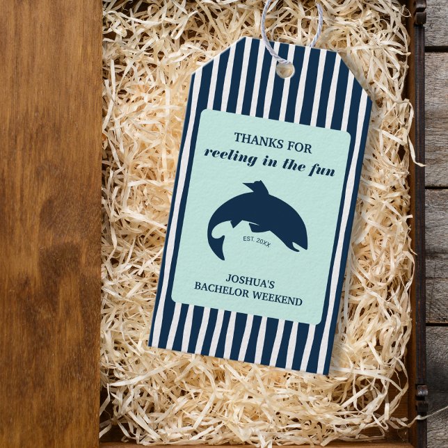 Etiqueta Para Presente Festa de Solteiro com Pesca Obrigado Náutico (Fishing Bachelor Party Nautical Thank You Gift Tags)
