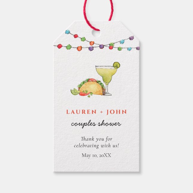 Etiqueta Para Presente Festa de Taco & Tequila para Casais Obrigado (Frente)