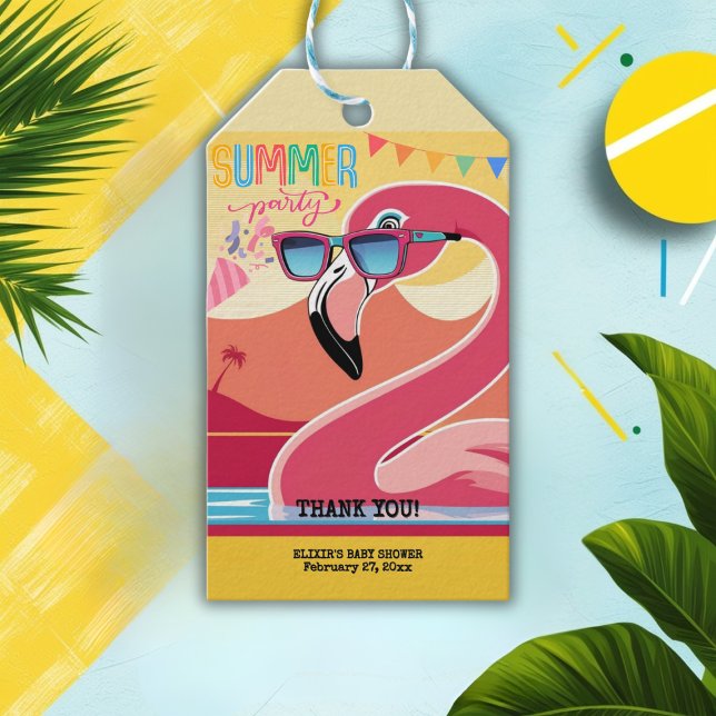 Etiqueta Para Presente Festa de Verão Flamingo Rosa (Criador carregado)