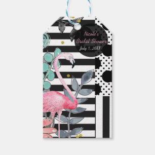 Etiqueta Para Presente Festa Divertida e Funky de Bolinhas com Flamingo R