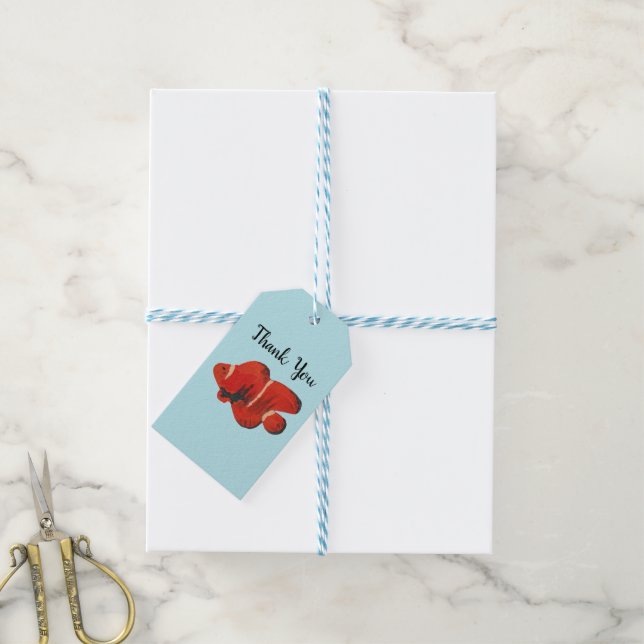 Etiqueta Para Presente Festa Do Oceano De Peixes-Palha Obrigado (Com cordão)