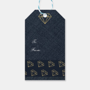 Etiqueta Para Presente Festa Glamour Ouro e Azul Denim & Diamonds