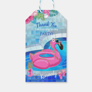 Etiqueta Para Presente Festa na piscina do flamingo, favor, obrigado