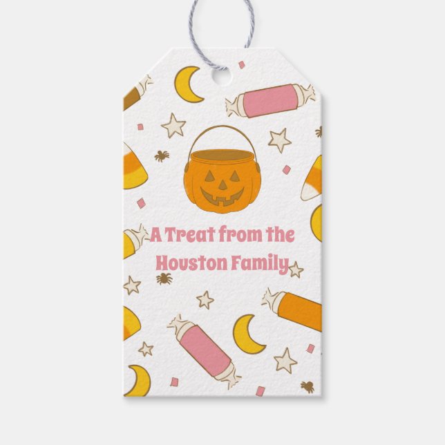 Etiqueta Para Presente Festa ou Tranquado ou Halloween Personalizado Retr (Frente)
