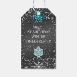 Etiqueta Para Presente Festa Personalizada de Inverno ONEderland Giz Azul