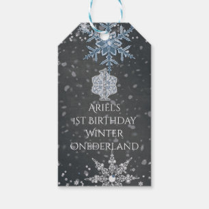 Etiqueta Para Presente Festa Personalizada Winter ONEderland Giz Azul Cin