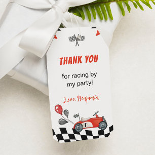Etiqueta Para Presente Festa Rápida De Um Carro Raça Aniversário Obrigado