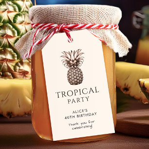 Etiqueta Para Presente Festa tropical com abacaxi retrô