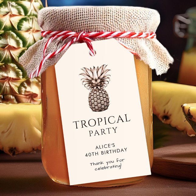 Etiqueta Para Presente Festa tropical com abacaxi retrô (Criador carregado)