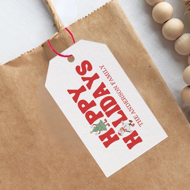 Etiqueta Para Presente Festas Felizes de Natal Retrô (Criador carregado)