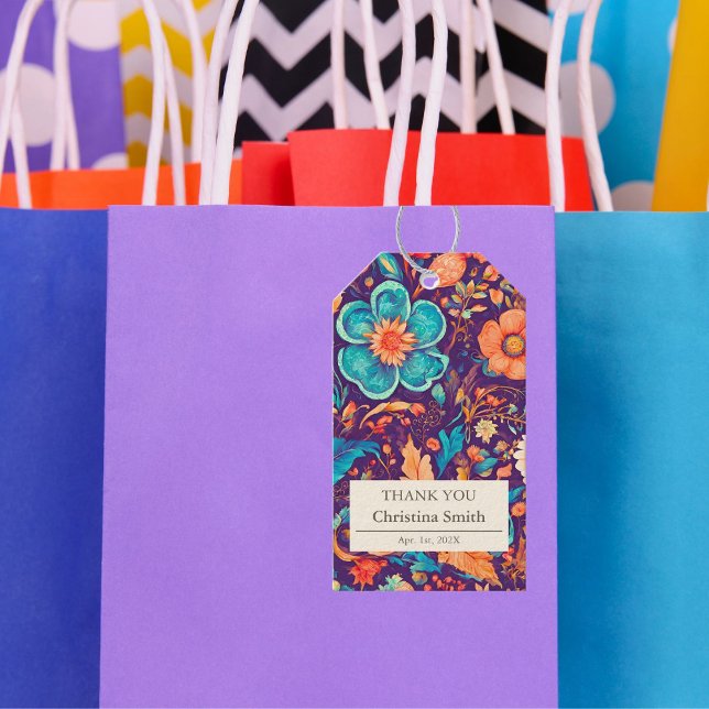 Etiqueta Para Presente Festiva Botânica - Obrigado (Botanical Festive Retirement Party Thank You Gift Tags)