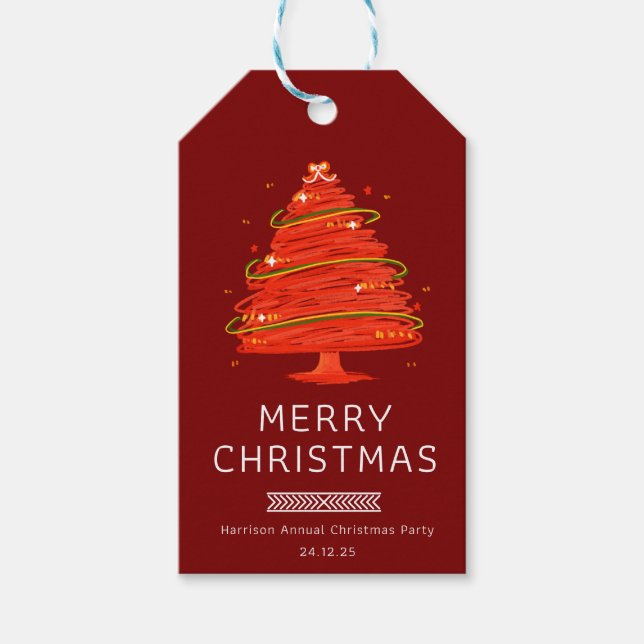 Etiqueta Para Presente Festive Merry Christmas  (Frente)