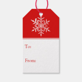 Etiqueta Para Presente Festive Real Snowflake Red and White Gift Tags
