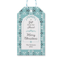 Festive Royal Botanical Robin's Egg Blue Gift Tag