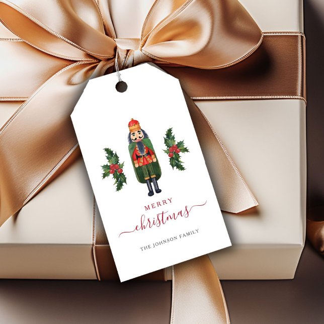 Etiqueta Para Presente Festivo Cute Nutcracker Feliz Natal (Festive Cute Nutcracker Merry Christmas Gift Tags)