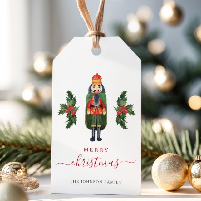 Etiqueta Para Presente Festivo Cute Nutcracker Feliz Natal (Festive Cute Nutcracker Merry Christmas Gift Tags)