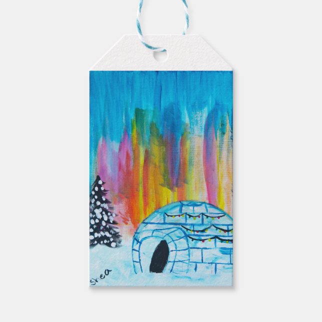 Etiqueta Para Presente Festivo Igloo (Frente)
