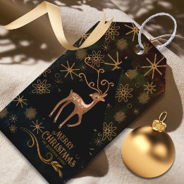Etiqueta Para Presente Festivo NEGRO DOURADO Natal