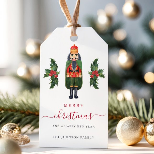 Etiqueta Para Presente Festivo Nutcracker Feliz Natal (Festive Nutcracker Merry Christmas Gift Tags)