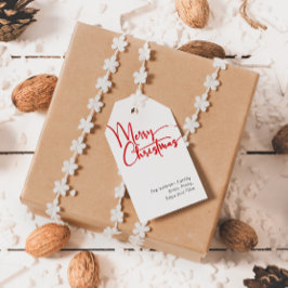 Etiqueta Para Presente Festivo Red Script Felry Família de Natal