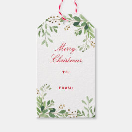 Etiqueta Para Presente FesWinter Greenery Watercolor Foliage Holiday