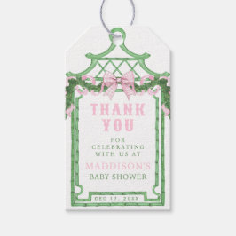 Etiqueta Para Presente Fia de pré-disquete com Arco Gingham rosa | Chá de