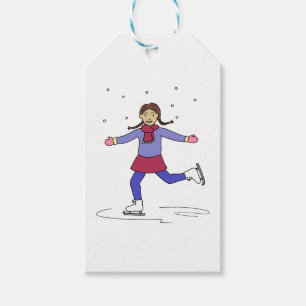 Etiqueta Para Presente Figura patinador da menina do patinagem no gelo