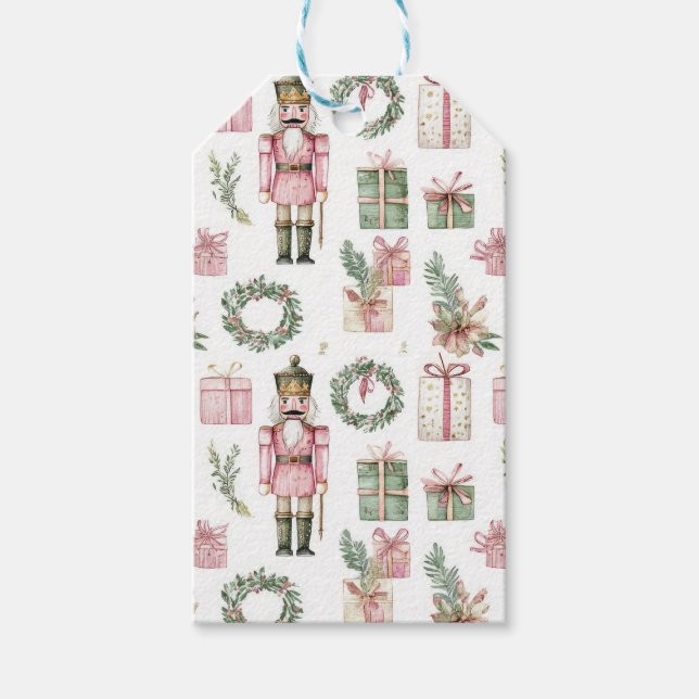 ETIQUETA PARA PRESENTE FIGURAS DE NOEL PINK & GREEN (Frente)