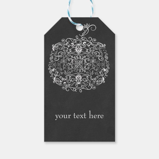 Etiqueta Para Presente Filigree Chalkboard Fall Pumpkin Autumn Fall Party (Frente)