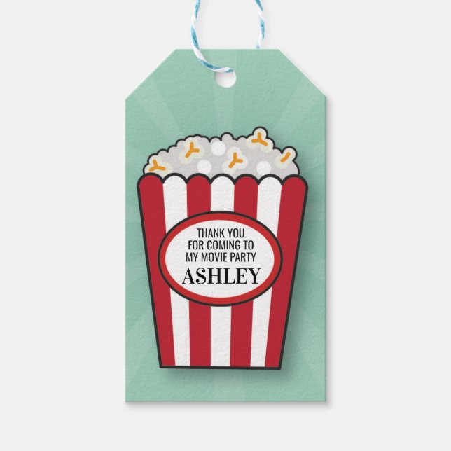 Etiqueta Para Presente Filme festa de aniversário Popcorn Film Obrigado E (Frente)