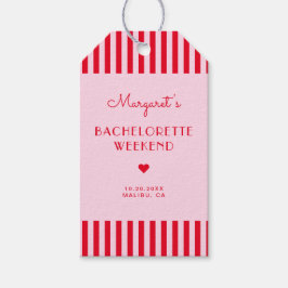 Etiqueta Para Presente Fim de Semana de Bachelorette de Stripes Vermelhas