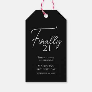 Etiqueta Para Presente Finalmente, 21 aniversário de 21 anos preto e bran