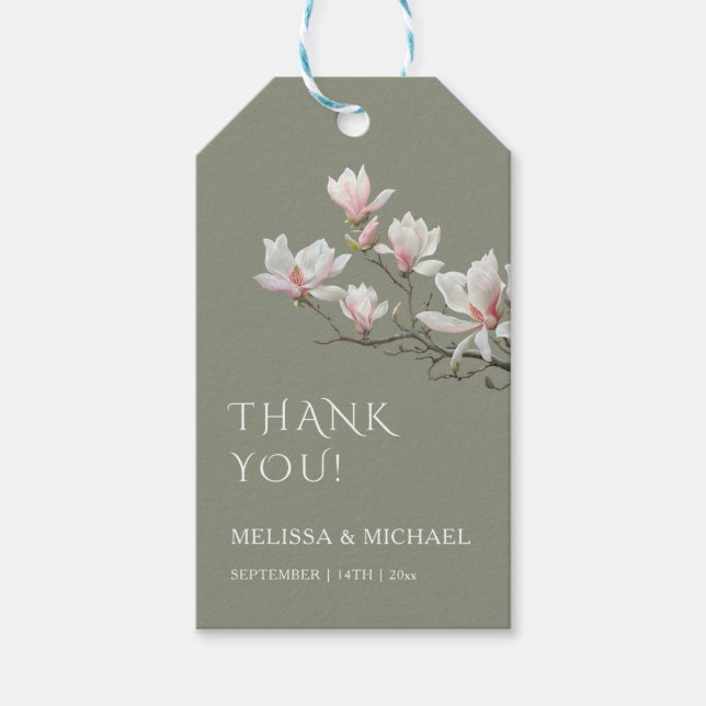 Etiqueta Para Presente Fine Art Magnolia Wedding Thank You (Frente)
