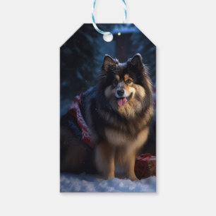 Etiqueta Para Presente Finnish Lapphund Neve Trenó Natal Decoração de Nat