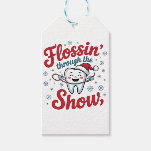 Etiqueta Para Presente Fio dental através da neve Natal engraçado Natal 