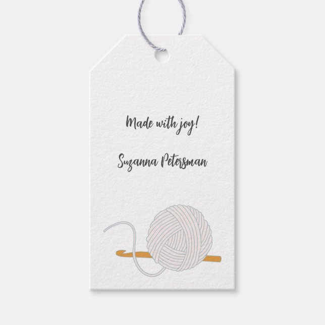 Etiqueta Para Presente Fios de crochê feitos à mão (Frente)