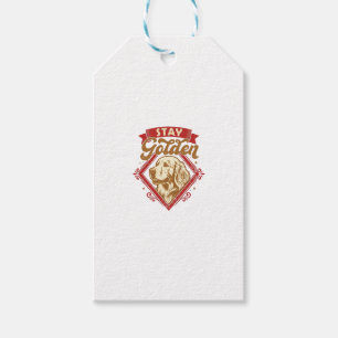 Etiqueta Para Presente Fique Cachorro Retriever Dourado Diamante Vermelho