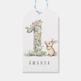 Etiqueta Para Presente First Birthday Floral Bunny